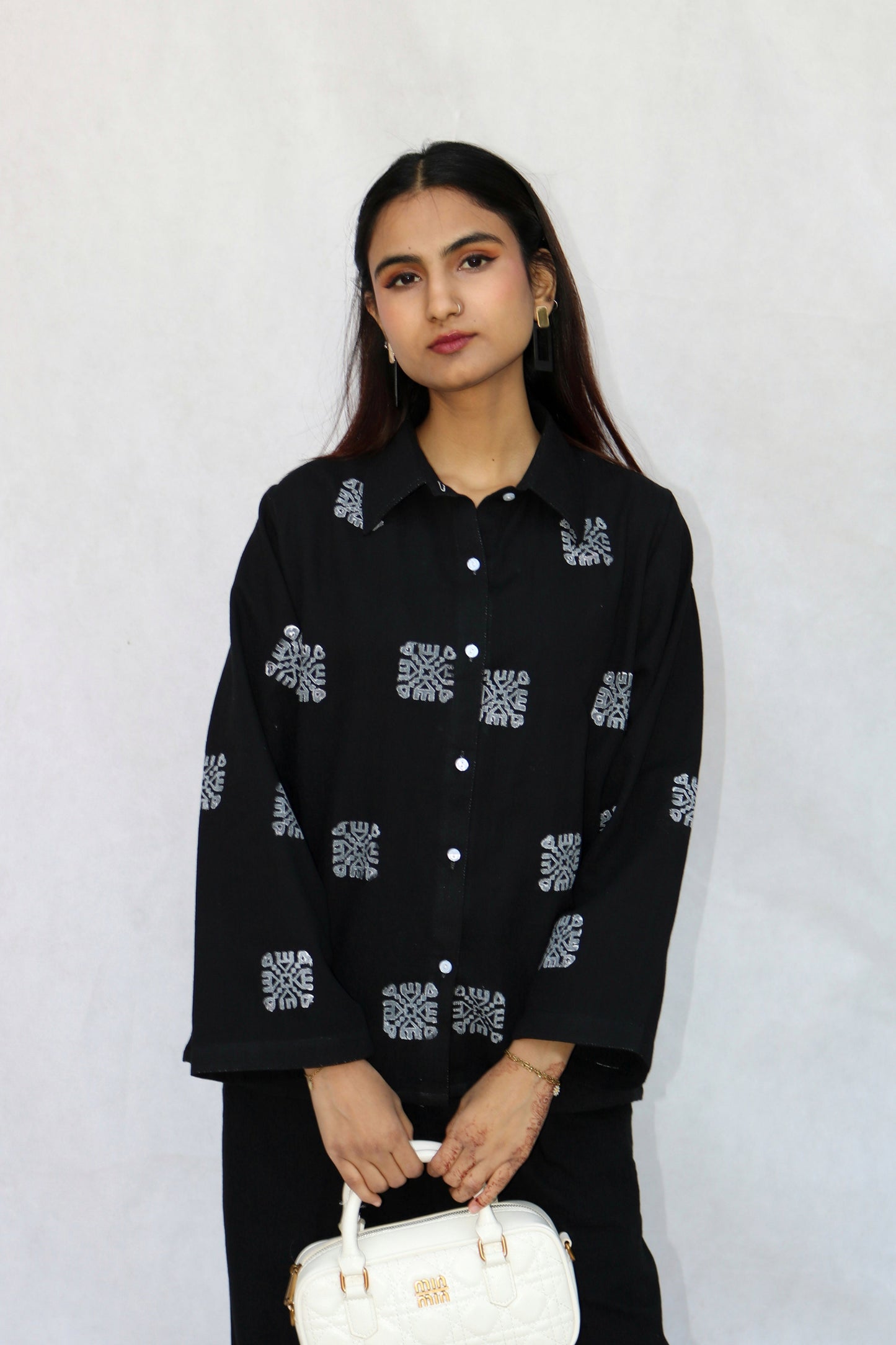 Black Block Print Shirt