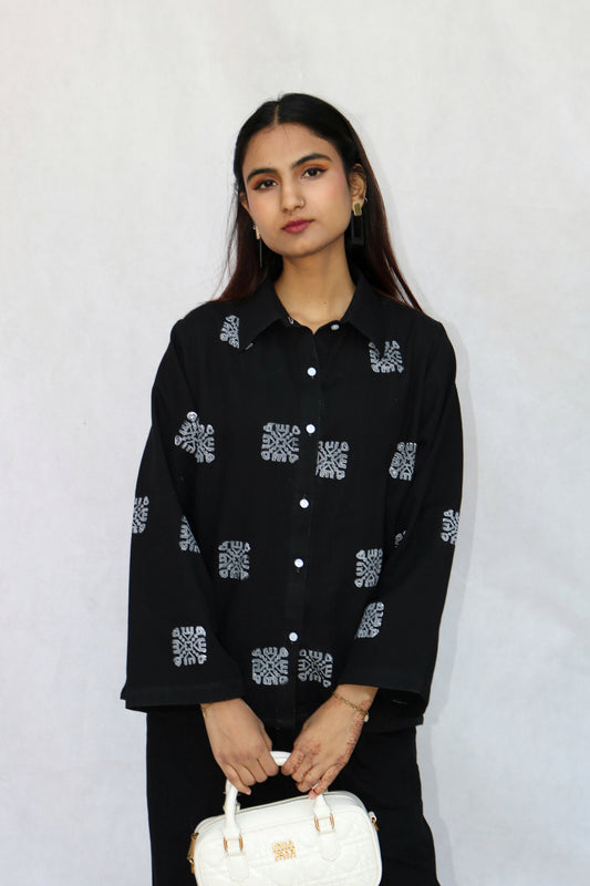 Black Block Print Shirt