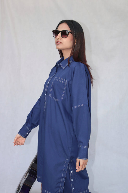 Blue Lined Kurta