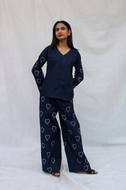 Blue Heart Embroidered (Trouser)