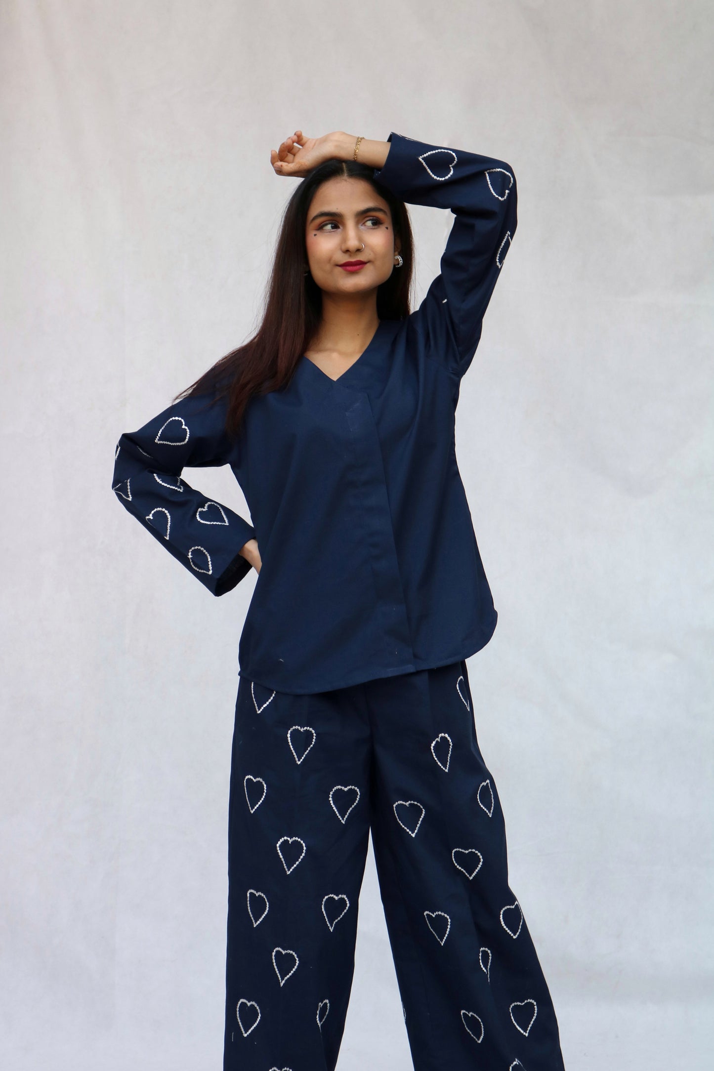 Blue Heart Embroidered Shirt