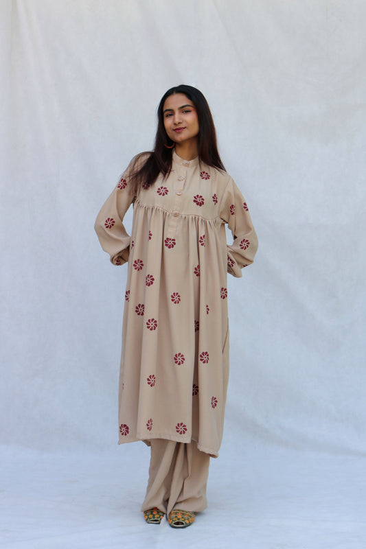 Beige Block Print Set